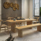 Glam Style Wooden Dining Table Rectangle Table with Wooden Legs for Home Use
