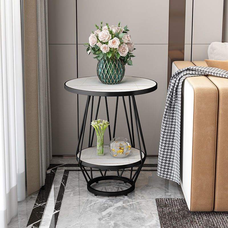 Modern Round Side Table 24.4-inch Gold/Black Metal Frame End Table Clearhalo 'Coffee & Accent Tables' 'End & Side Tables' 'end_side_tables' 'furn' 'furn_end_side_tables' 'Furniture' 'Living Room Furniture' 1200x1200_ff06c8c4-e5f0-4495-8d30-051c15a68918