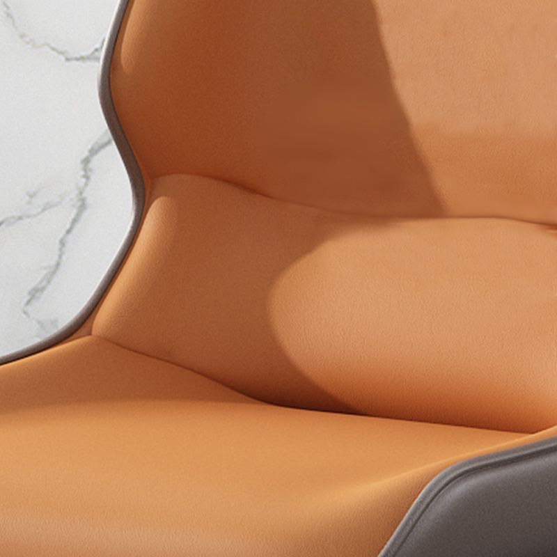 Moderne stijl faux lederen eetkamerstoelen metalen armloze eetkamerstoel