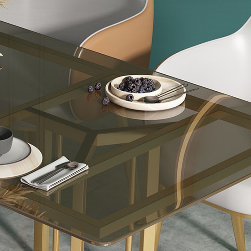 Rectangle Glass Dining Table Modern Style Dining Table with Gold Frame Clearhalo ' dining_table' 'Dining Tables & Seating' 'Dining Tables' 'furn' 'furn_dining_table' 'Furniture' 'furniture_dining_table' 'Kitchen & Dining Furniture' 'kitchen&dining_furn' 'kitchen' 'kitchen_dining_table' 1200x1200_ff09b260-477b-4c31-96c7-6a4f64e22dbe