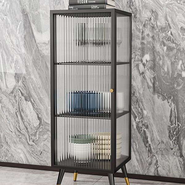 Glam Sideboard with Metal Frame Home Dining Server with Glass Door Clearhalo 'buffet_sideboard' 'Buffets & Sideboards' 'furn' 'furn_buffet_sideboard' 'Furniture' 'Kitchen & Dining Furniture' 1200x1200_ff0fc8b5-d2d7-4960-b020-907fef459e48