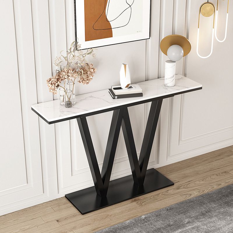 Table de sofá de la consola de hierro contemporánea Tabla de acento de consola de mármol rectángulo para el salón