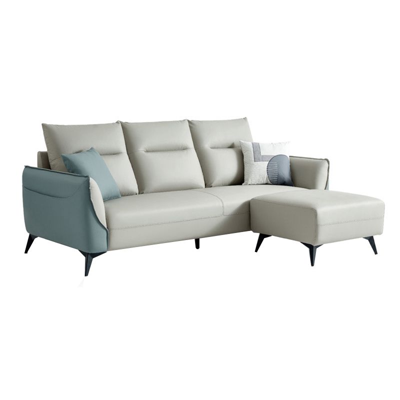 Contemporary Solid Color Sewn Pillow Back Sofa For Living Room