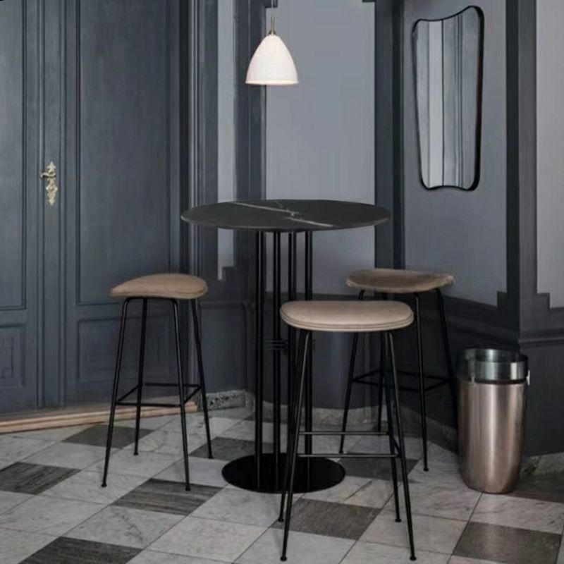 Tavolo da pub piedistallico 41.3 "H tavolo da barra rotonda della barra rotonda con top in pietra