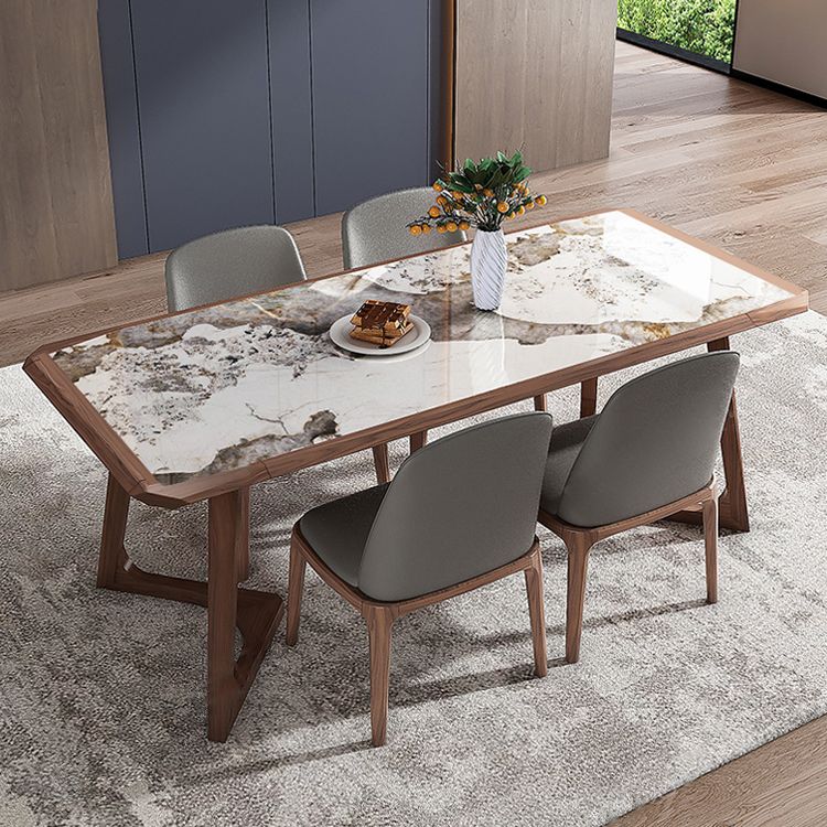 Designer Style Sintered Stone Dining Set Rectangle 1/4/5/7 Pieces Wooden Table with Chairs Clearhalo 'Dining Room Sets' 'Dining Tables & Seating' 'dining_room_set' 'furn' 'furn_dining_room_set' 'Furniture' 'furniture_dining_room_set' 'Kitchen & Dining Furniture' 1200x1200_ff168e7e-b4c2-4cd5-ae1e-0399893ba228