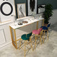 Marble & Wood Bar Dining Table with Rectangle Table Top Trestle Table - 41.3" H Clearhalo 'Bar Furniture' 'Bar Tables' 'bar_tables' 'furn' 'furn_bar_tables' 'Furniture' 'furniture_bar_tables' 'Kitchen & Dining Furniture' 'kitchen&dining_furn' 'kitchen' 1200x1200_ff1694c7-7e02-4858-acbd-4b4ab86d89bb