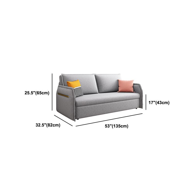 Microfiber Contemporary Sofa Convertible Grey Sofa Bed with Square Arm