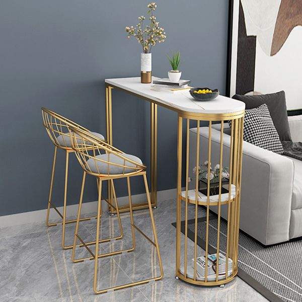 Tavolo da bar in stile glam in pietra doppia piedistallo tavolo da vino con deposito