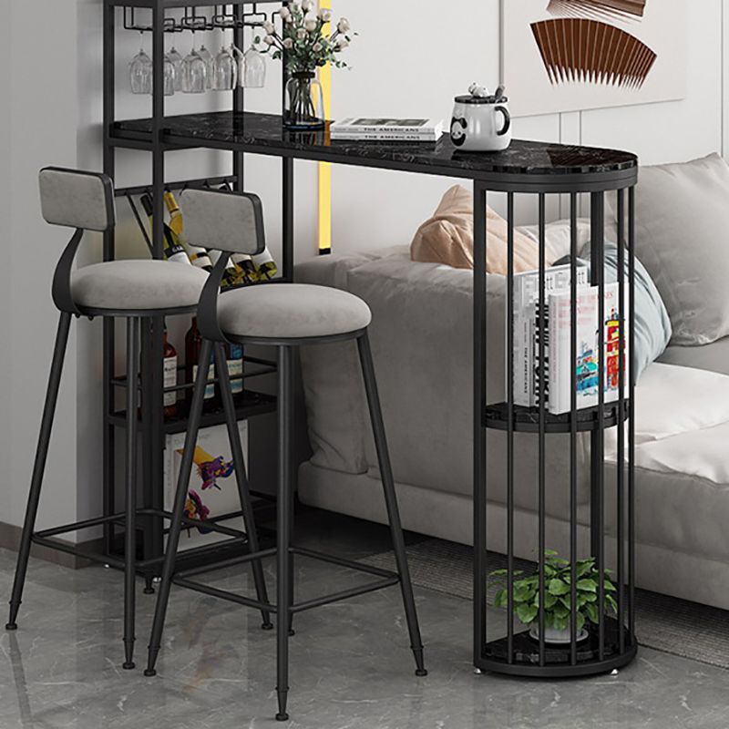 Nordic Bar Table 42-inch Height Artificial Marble Top and Iron Pedestal Pub Table Clearhalo 'Bar Furniture' 'Bar Tables' 'bar_tables' 'furn' 'furn_bar_tables' 'Furniture' 'furniture_bar_tables' 'Kitchen & Dining Furniture' 1200x1200_ff192911-d1d6-4b9d-9286-e5ac9cd8a3d5