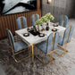 Stone Top Dining Table Traditional Luxury Rectangle Table with 4 Legs