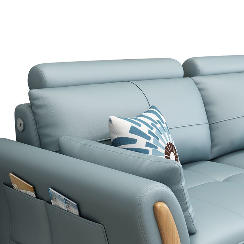 Flared Arm Sectional with Adjustable Headrest and Pocket Storage for Living Room Clearhalo 'furn' 'furn_sectionals' 'Furniture' 'Living Room Furniture' 'Sectionals' 1200x1200_ff1dd458-5480-41a8-90b1-41cfab4e1bf1