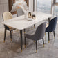 Modern 4 Legs Dining Table Stone and Steel Rectangle Counter Dining Table Clearhalo 'Dining Tables & Seating' 'Dining Tables' 'dining_table' 'furn' 'furn_dining_table' 'Furniture' 'furniture_dining_table' 'Kitchen & Dining Furniture' 1200x1200_ff1e0ff6-dd9c-4ede-adaf-72b0e343629b