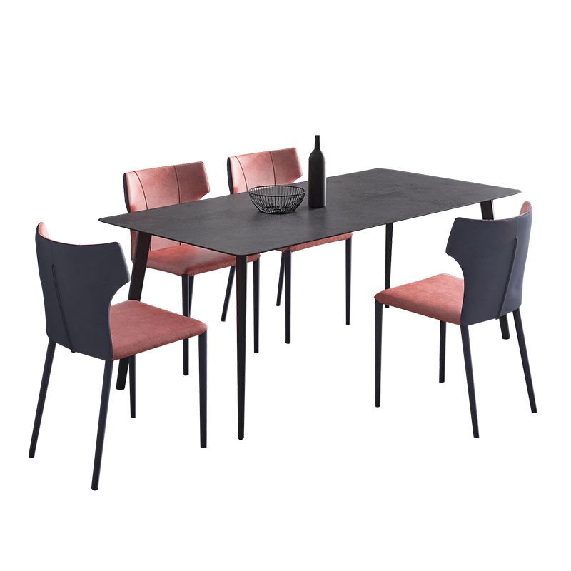 Mesa de comedor negra de piedra sinterizada Mesa de 4 patas industriales para comedor