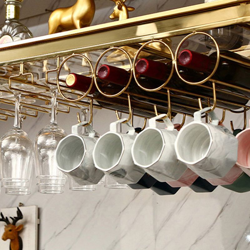 Modern Hanging Wine Rack Holder Stainless Steel Wine Rack in Gold Clearhalo 'furn' 'furn_wine_racks' 'Furniture' 'Kitchen & Dining Furniture' 'Wine Racks' 'wine_racks' 1200x1200_ff1f3e58-3675-4407-bde8-ce127a64eabc