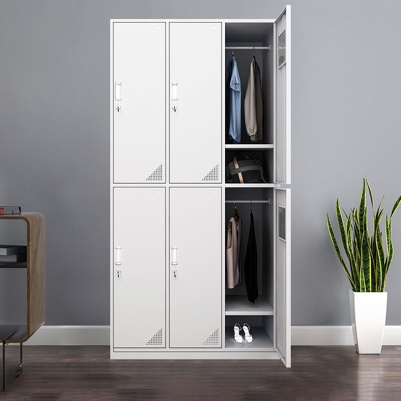 Hinged Wardrobe Cabinet with Mirror Contemporary Steel Wardrobe Armoire Clearhalo 'Armoires & Wardrobes' 'armoires_wardrobes' 'Bedroom Furniture' 'furn' 'furn_armoires_wardrobes' 'Furniture' 1200x1200_ff20d625-0d09-4ef2-9bd5-735471fad4c4
