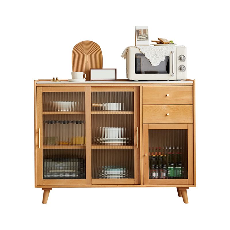 Display scandinavo Porte di faggio in vetro cabine mobile a buffet con porte per soggiorno
