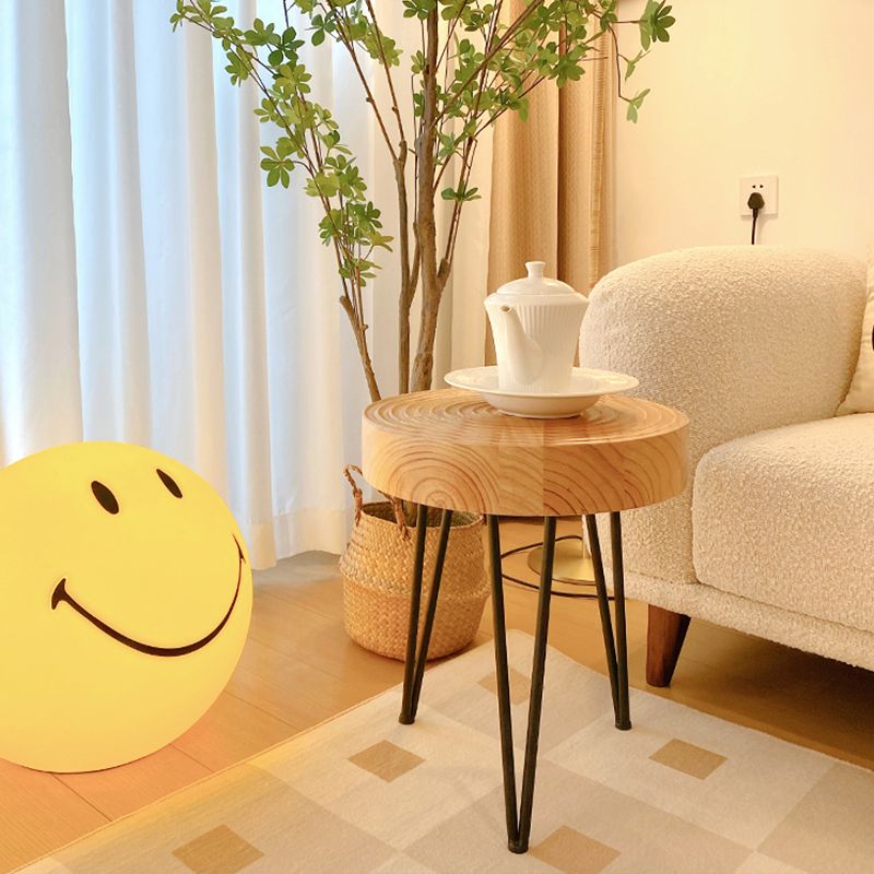 Scandinavian Round Solid Wood Coffee Table Metal 3 Legs/4 Legs Cocktail Table