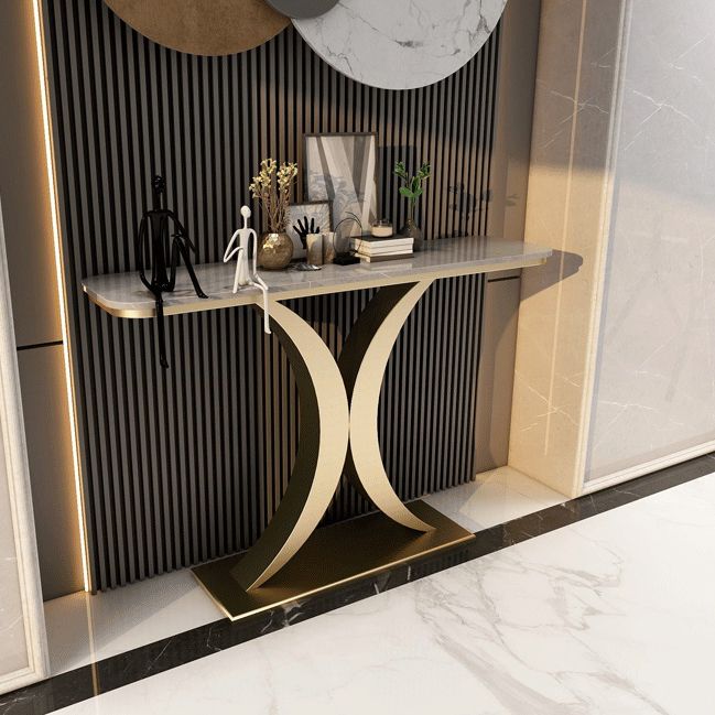 Tavolino di accento ovale glam in pietra per la sala per la sala