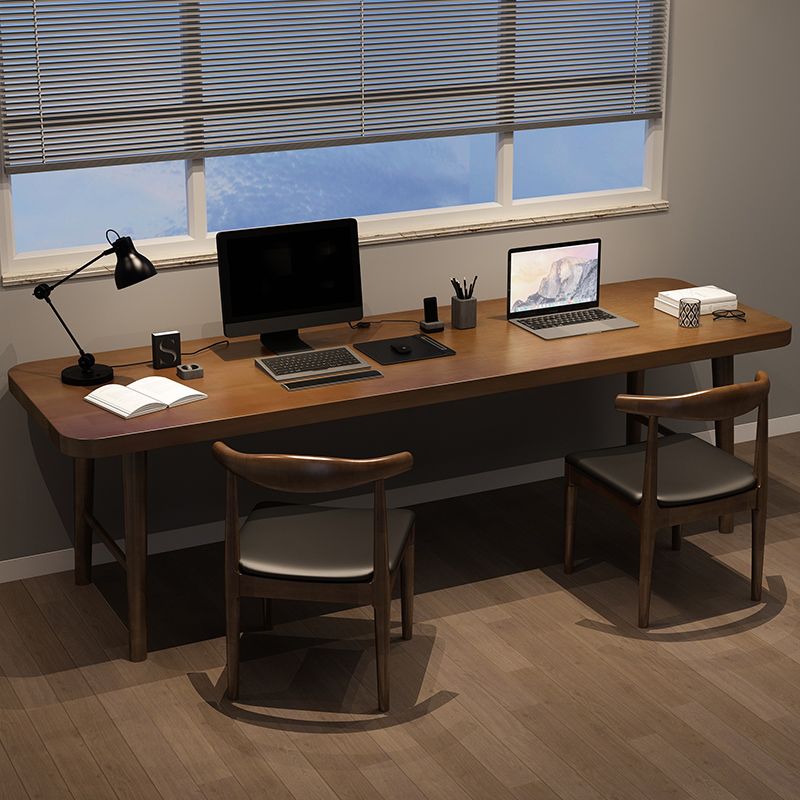 Contemporary Wooden Writing Desk Bedroom Office Desk in Brown Clearhalo 'furn' 'furn_office_desk' 'Furniture' 'Office Desks' 'Office Furniture' 'office_desk' 1200x1200_ff258c83-b966-405d-ac7e-c248d82d3525