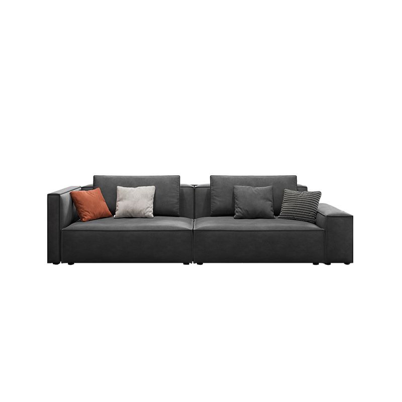 Modern Sofa with Bolster Pillows 35.43"High Square Arm Sofa, Black Clearhalo 'furn' 'furn_sofas' 'Furniture' 'furniture_sofas' 'Living Room Furniture' 'Sofa' 'sofas' 1200x1200_ff2656a7-976e-411f-b0bc-3f701ae0222b