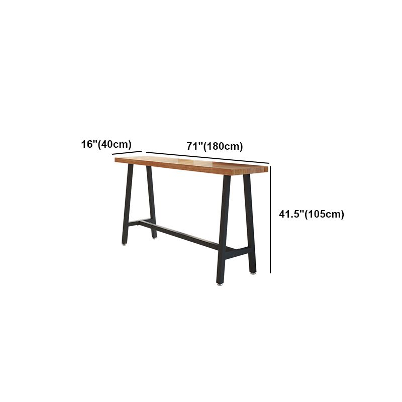 Brown Modern Style Bar Table Solid Wood and Black Iron Foot Coffee Shop Bar Table Clearhalo 'Bar Furniture' 'Bar Tables' 'bar_tables' 'furn' 'furn_bar_tables' 'Furniture' 'furniture_bar_tables' 'Kitchen & Dining Furniture' 'kitchen&dining_furn' 'kitchen' 1200x1200_ff2828c2-b5c5-4ad8-a52e-d22cc7576b64