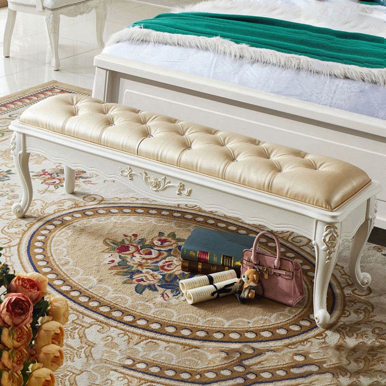 French Country Upholstered Bedroom Seating Bench Tufted Bench with Wood Legs Clearhalo 'Benches' 'Chairs & Seating' 'furn' 'furn_benches' 'Furniture' 'Living Room Furniture' 1200x1200_ff2ace44-4c39-451e-9a09-b3af9755c9b4