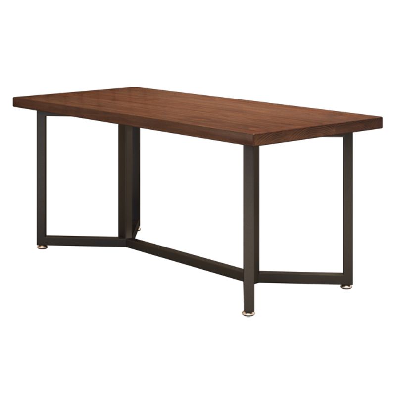 Rectangle Solid Wood Dining Table Industrial Style Brown Dining Table with Black Frame