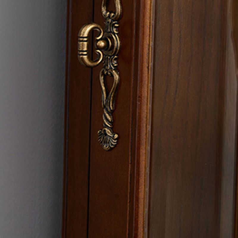 Midden-eeuwse moderne accentkast rubberhoutkast met glas in paniek