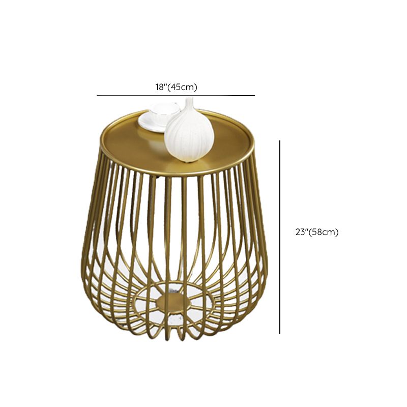 Mid-Century Modern Coffee Table with Iron Top Round Cocktail Table