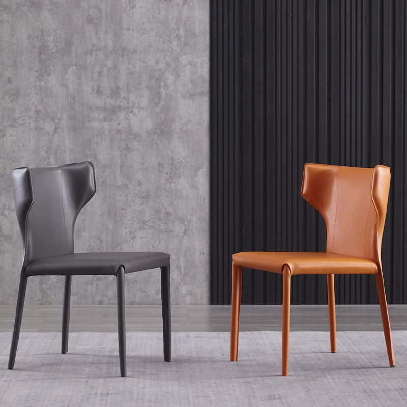 Faux Leather Kitchen Armless Chair Wingback Side Chair in Orange Clearhalo 'Dining Chairs' 'Dining Tables & Seating' 'dining_chair' 'furn' 'furn_dining_chair' 'Furniture' 'Kitchen & Dining Furniture' 1200x1200_ff329070-8deb-4e62-94dc-4da39a0511cd