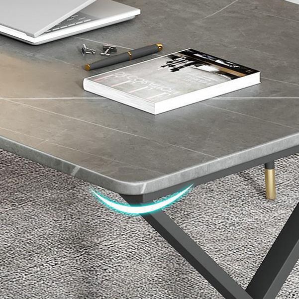 Escritorio de oficina moderno de 1 estante Stone 29.53 "de alto escritorio de escritura con patas de hierro