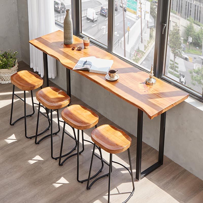 Pine Wood Top Bar Table Industrial Style Bar Table with Iron Sled Base