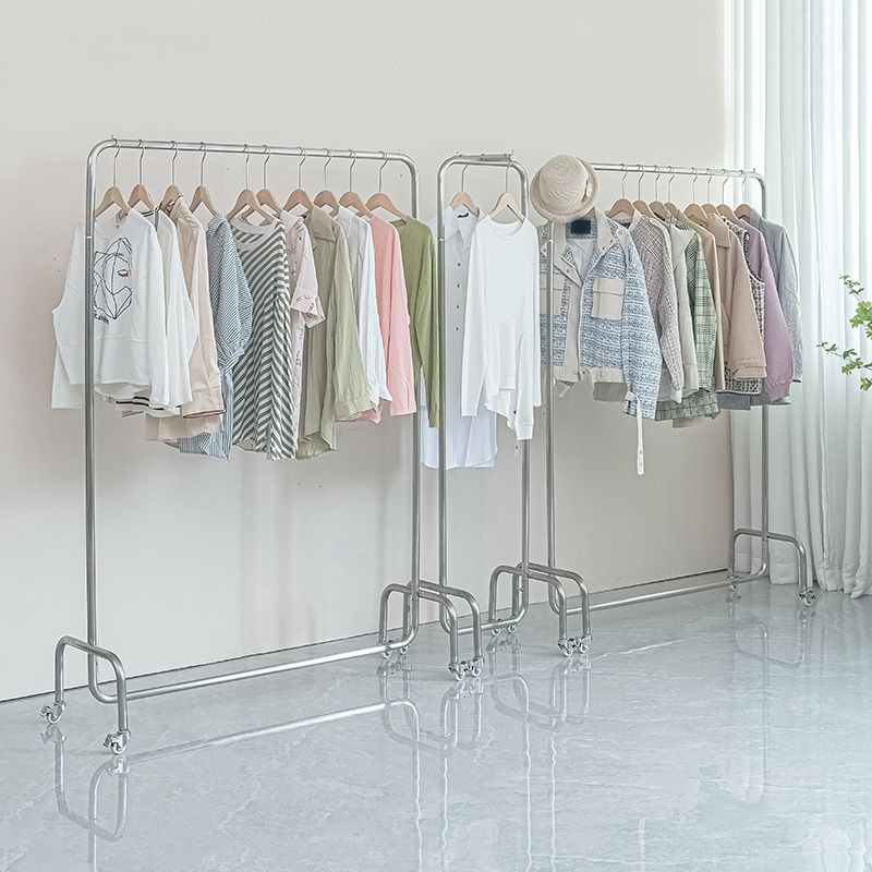 Colgilla de abrigo metálico de estante de estilo industrial con rueda universal