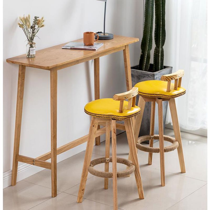 Tavolo da bar rettangolo contemporaneo banda bar a barre in legno massello con poggiapiedi