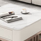 2 Nesting Coffee Table Set Slate & Glass Top Square Cocktail Table with Drawers
