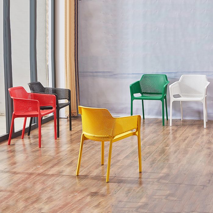 Modern Style Dining Chair Arm Dining Chair with Plastic Legs for Kitchen