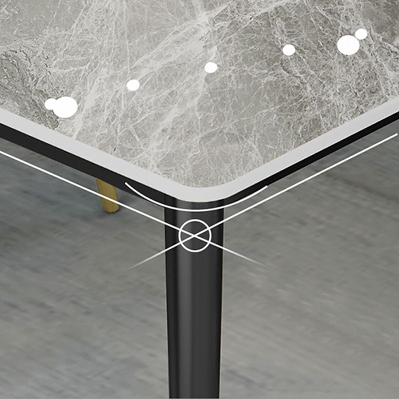 Modern Dining Table Black Frame Stone Dining Table for Dinner Room Clearhalo 'Dining Tables & Seating' 'Dining Tables' 'dining_table' 'furn' 'furn_dining_table' 'Furniture' 'Kitchen & Dining Furniture' 1200x1200_ff3dfd26-15e7-405e-ad71-b52672cf415d