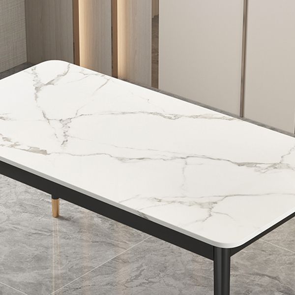 Modern Style Sintered Stone Dining Table White Rectangle Table with Metal Base for Home Use Clearhalo ' dining_table' 'Dining Tables & Seating' 'Dining Tables' 'furn' 'furn_dining_table' 'Furniture' 'furniture_dining_table' 'Kitchen & Dining Furniture' 'kitchen&dining_furn' 'kitchen' 'kitchen_dining_table' 1200x1200_ff409abb-8dee-42b6-b66e-4c9a8b9b8f06