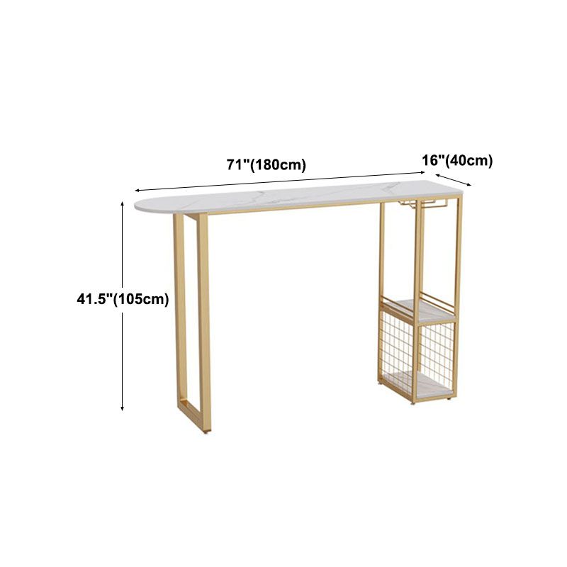 Stone Top Cocktail Bar Table 42-inch Height Metal Base Bar Height Storage Table Clearhalo 'Bar Furniture' 'Bar Tables' 'bar_tables' 'furn' 'furn_bar_tables' 'Furniture' 'furniture_bar_tables' 'Kitchen & Dining Furniture' 'kitchen&dining_furn' 'kitchen' 1200x1200_ff41952f-ce58-4574-a277-e36ffae74595