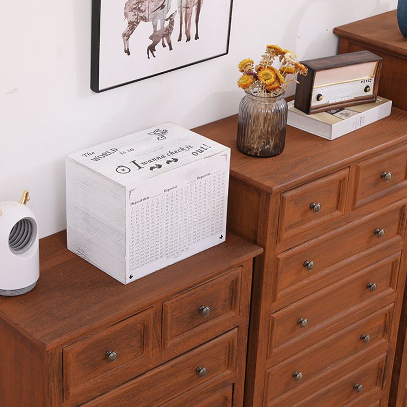 Mid-Century Modern Rectangle Brown Standard with Drawer Drop Handles Chest