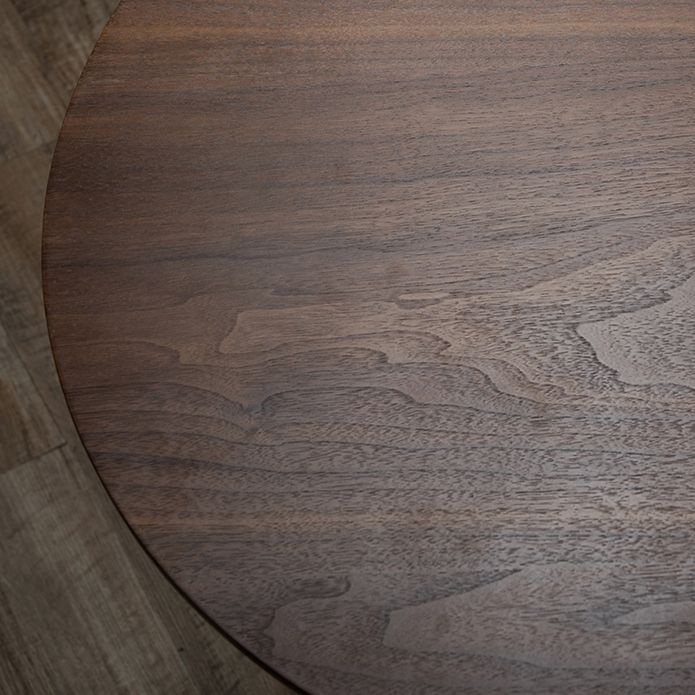 Round Dining Table Modern Wood Tabletop with Metal Pedestal Base