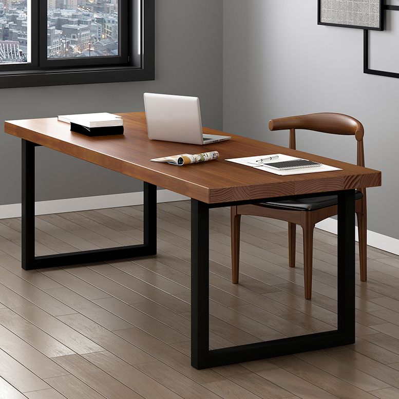 Rectangular Solid Wood Desk with Pine Wood Top and Black Legs Clearhalo 'Furniture' 'furniture_office_desk' 'Office Desks' 'Office Furniture' 'office_desk' 1200x1200_ff42a9fe-d659-4870-aa66-6221de7a0740
