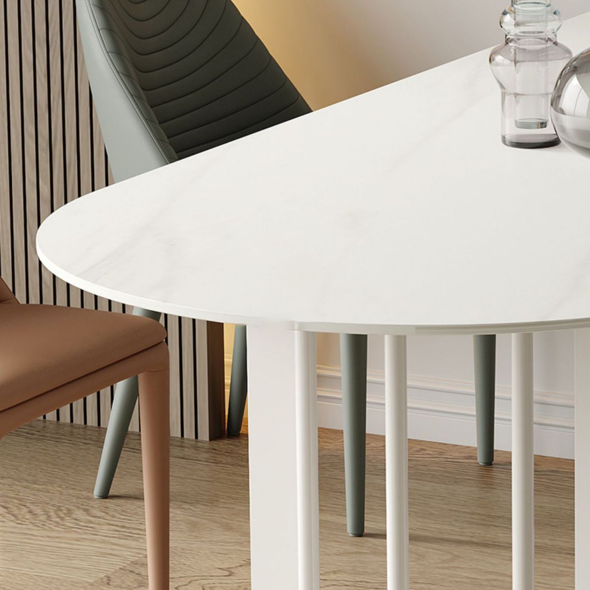 Modern Style Dining Table White Top Sintered Stone Table for Home Clearhalo 'Dining Tables & Seating' 'Dining Tables' 'dining_table' 'furn' 'furn_dining_table' 'Furniture' 'Kitchen & Dining Furniture' 1200x1200_ff431de4-5265-4d12-8400-825883b405a5