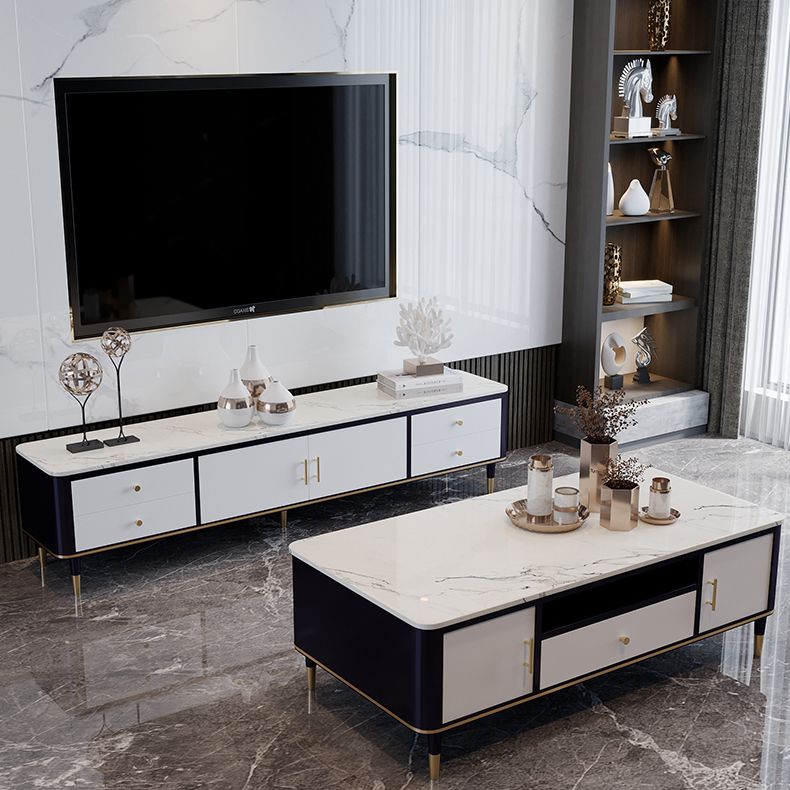 Glam TV Stand Enclosed Storage TV Stand Console with Cabinet