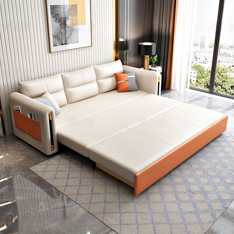 32.67 "Cama de cuero de piel sintética de alta cama Sofá con estilo Glam en beige