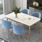 White Stone Top Dining Table Contemporary Rectangle Dining Table with 4 Legs Clearhalo 'Dining Tables & Seating' 'Dining Tables' 'dining_table' 'furn' 'furn_dining_table' 'Furniture' 'Kitchen & Dining Furniture' 1200x1200_ff44f20e-d1d4-4282-b282-d66d23ddf181