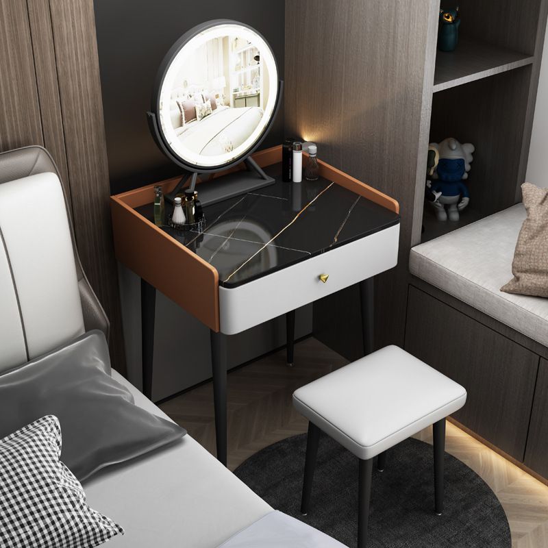 17.32" Wide Vanity Set Contemporary Stone Dressing Table with Drawer