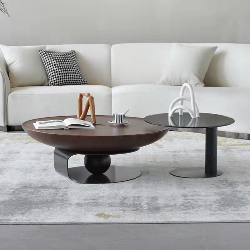 Modern Style Round Wood Table with Abstract Base Coffee Table Clearhalo 'Coffee & Accent Tables' 'Coffee Tables' 'coffee_tables' 'furn' 'furn_coffee_tables' 'Furniture' 'Living Room Furniture' 1200x1200_ff46655e-e070-4682-85e3-38b78d338f77