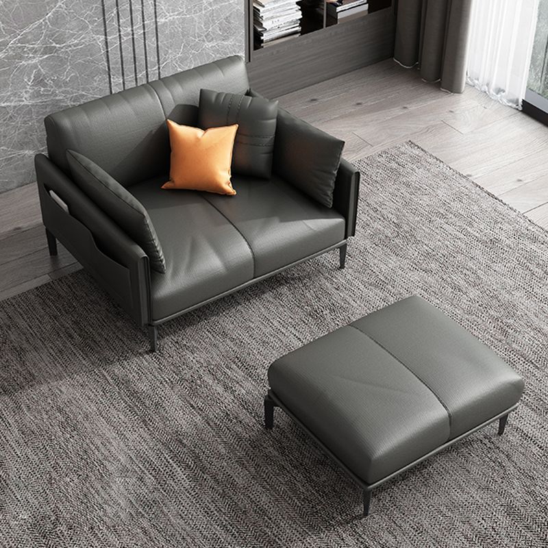 Black Industrial Sofa with Bolster Pillows 31.5"High Square Arm Sofa Clearhalo 'furn' 'furn_sofas' 'Furniture' 'furniture_sofas' 'kitchen' 'kitchen_sofas' 'Living Room Furniture' 'Sofa' 'sofas' 1200x1200_ff485ffb-dc23-4845-bb1f-490e9f5c799f