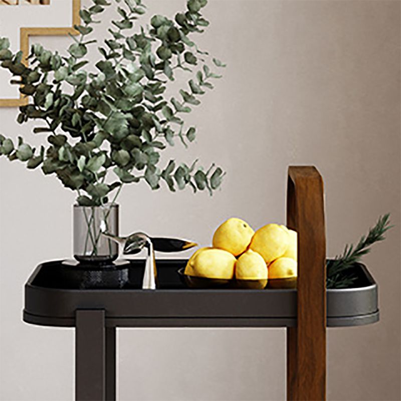 Tavolo laterale superiore del vassoio rettangolo in legno Tavolo da 31,5 pollici con ruota e scaffale